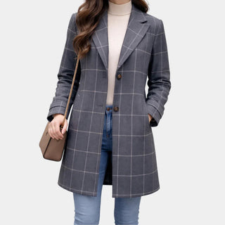 Delphine – Manteau Classique à Carreaux