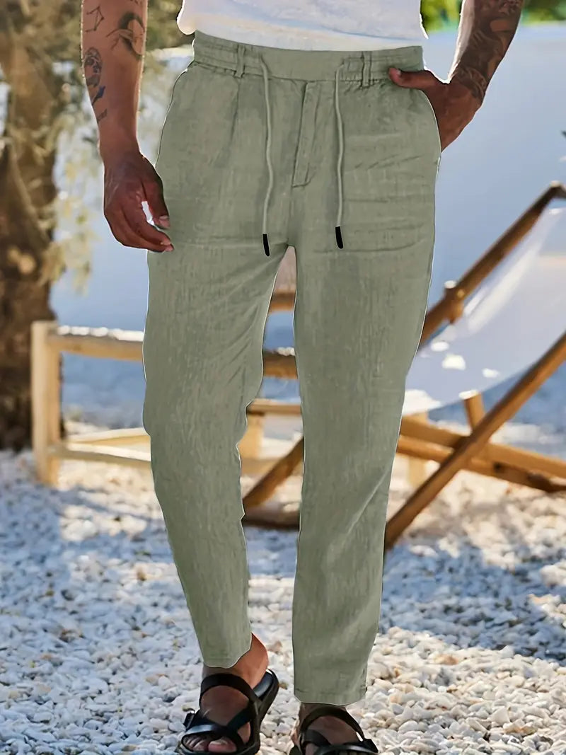 DELACROIX | PANTALONS LARGES EN LIN AVEC CORDON