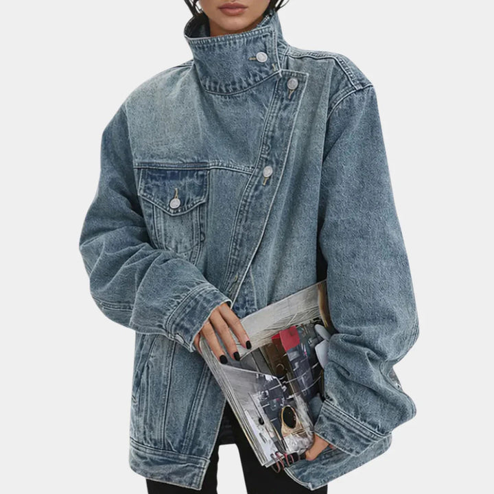Lucie – Veste vintage délavée à col montant