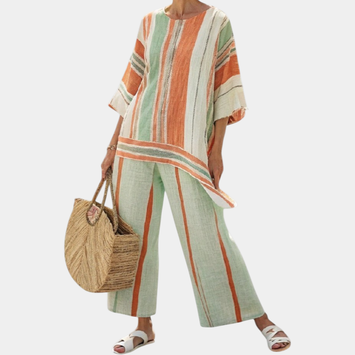 Elisabetta | Haut Asymétrique Élégant Et Pantalon À Jambes Larges