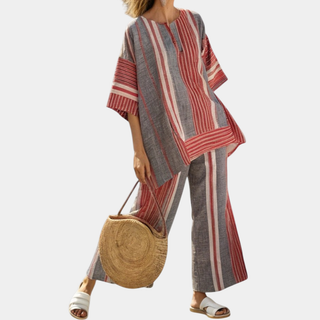 Lyna | Gris Élégant Et Pantalon À Jambes Larges