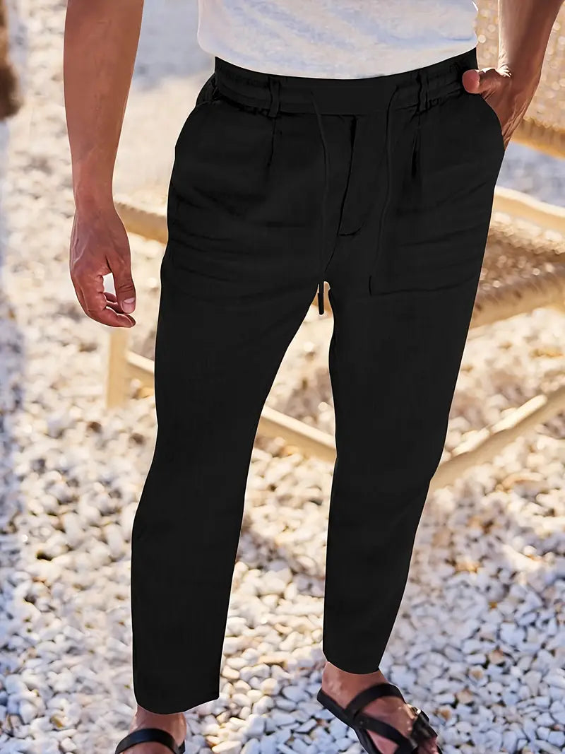 DELACROIX | PANTALONS LARGES EN LIN AVEC CORDON