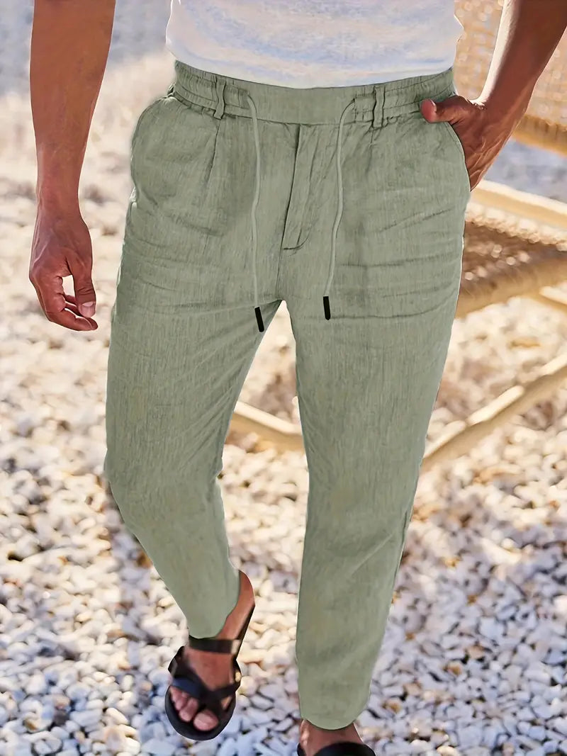 DELACROIX | PANTALONS LARGES EN LIN AVEC CORDON