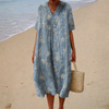 Robe d'Été Violette — col V, imprimé fleuri