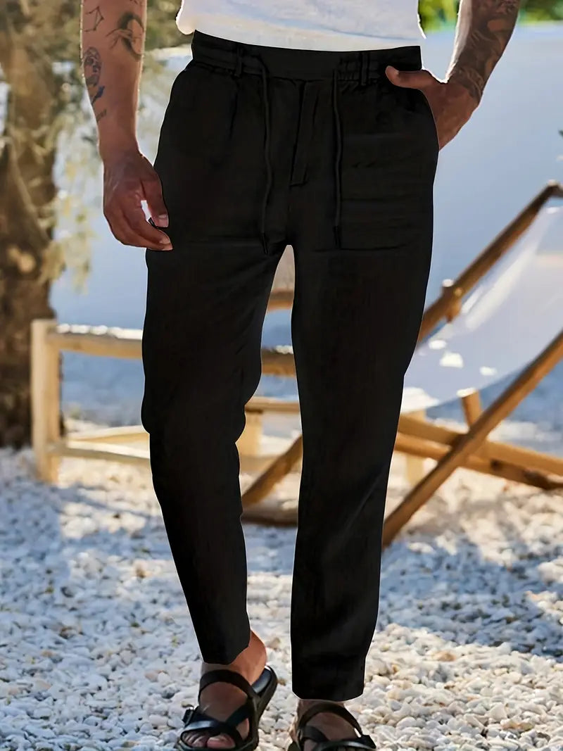 DELACROIX | PANTALONS LARGES EN LIN AVEC CORDON