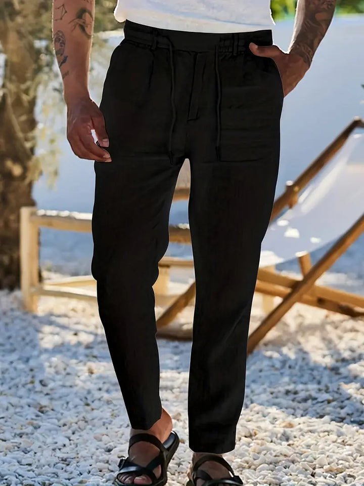 DELACROIX | PANTALONS LARGES EN LIN AVEC CORDON