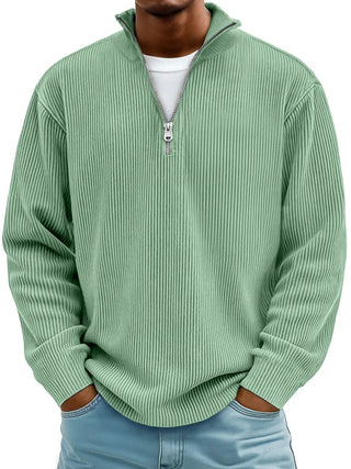 DELACROIX | PULL CLASSIQUE EN MAILLE CÔTELÉE DEMI-ZIP POUR HOMME