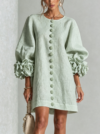 Amara | Robe Mini Élégante à Boutons Floraux