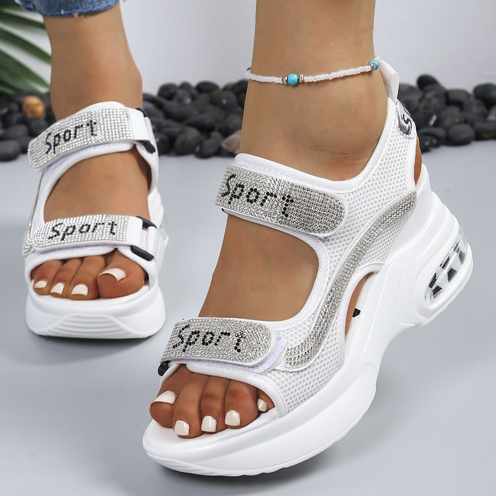 Maelys | sandales orthopédiques à plateforme ornées de cristaux