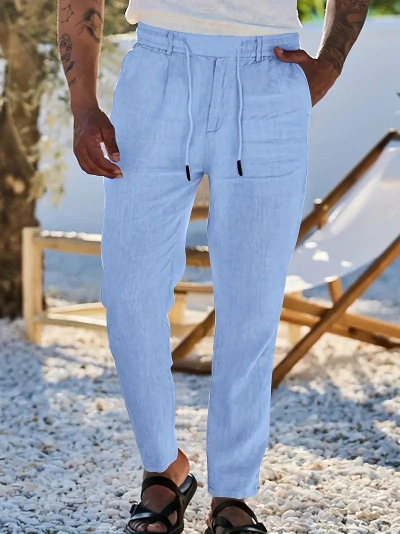 DELACROIX | PANTALONS LARGES EN LIN AVEC CORDON