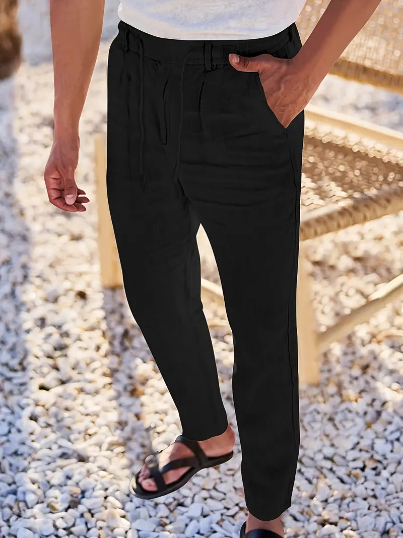 DELACROIX | PANTALONS LARGES EN LIN AVEC CORDON