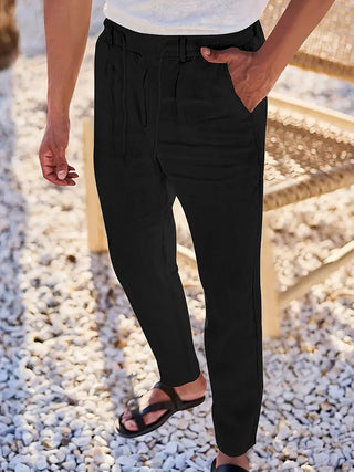 DELACROIX | PANTALONS LARGES EN LIN AVEC CORDON