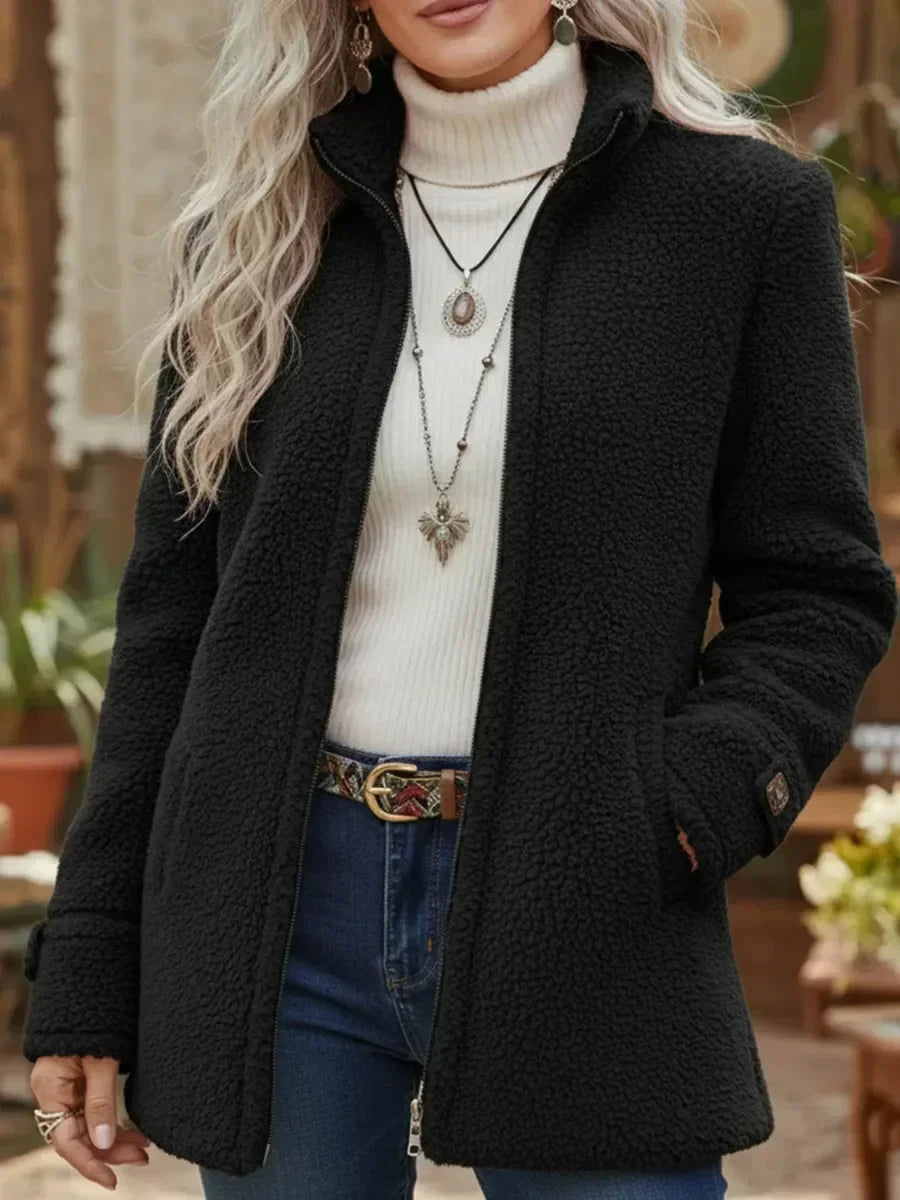 Annelies | manteau intermédiaire doux avec fermeture éclair