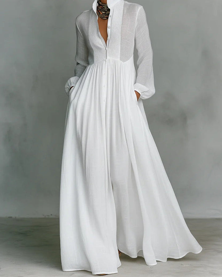 Celina | Robe Longue avec Boutons sur le Devant et Ligne Fluide