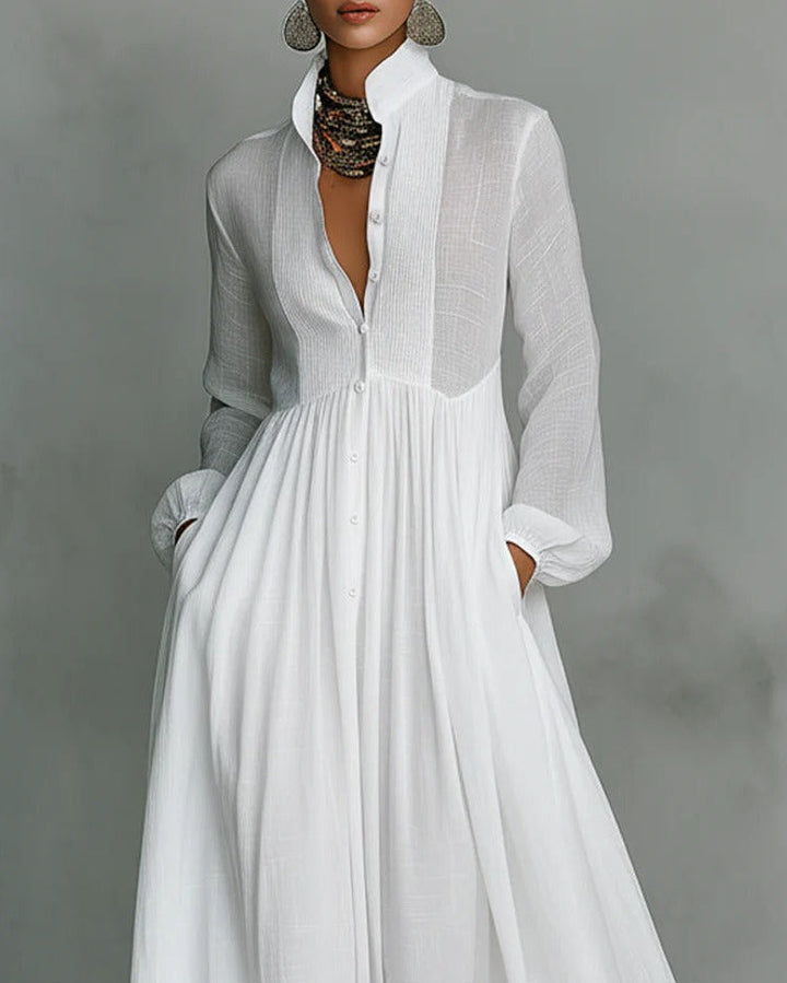 Celina | Robe Longue avec Boutons sur le Devant et Ligne Fluide