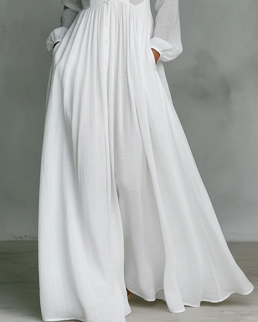 Celina | Robe Longue avec Boutons sur le Devant et Ligne Fluide