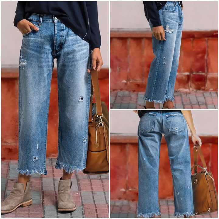 Océane | Pantalon court en denim à jambes droites