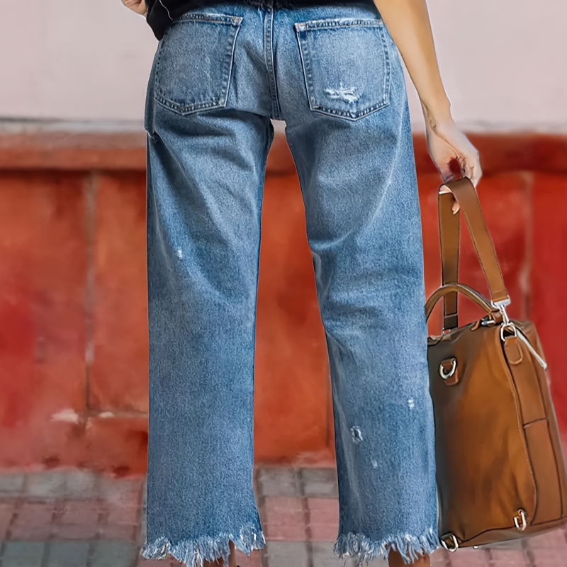 Océane | Pantalon court en denim à jambes droites