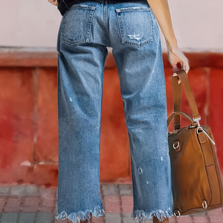 Océane | Pantalon court en denim à jambes droites