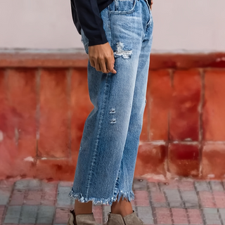 Océane | Pantalon court en denim à jambes droites