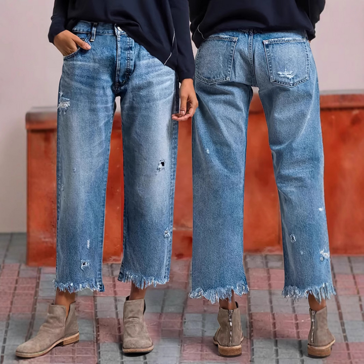 Océane | Pantalon court en denim à jambes droites